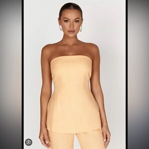 Meshki Aieleen Linen Strapless Back Tie Top